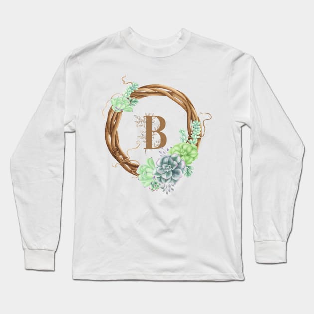 Woodland Monogram B Long Sleeve T-Shirt by MysticMagpie